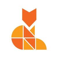 Orange fox vector logo icon with simple style