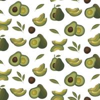 avocado set pattern seamless eco fresh yummy vegan green vegetable fruit food on white vector