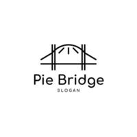 Pie bridge logo design inspiration. Minimalist line art combination cake pie with bridge logo template. Vector Illustration