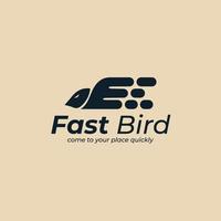 Fast bird logo design inspiration. Minimalist delivery services logo template. Vector Illustration