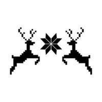 Modern silhouette dear face to face with snowflake Home decor pixel art vector