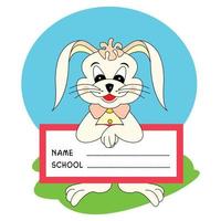 Happy rabbit with name tag vector