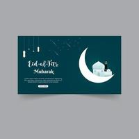 publicación en redes sociales de eid mubarak, diseño de eid ul fitr mubarak o eid ul adha, publicación en redes sociales islámicas del día sagrado o pancarta de ramadan kareem, espacio de fondo de diseño de formas geométricas para texto vector