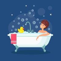 Woman take a bath. Cartoon vector design