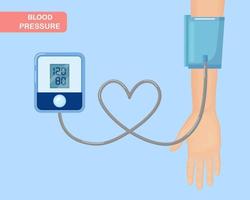 Checking arterial blood pressure by tonometer. Vector design