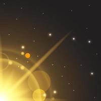 Sun flare with realistic light on black background vector