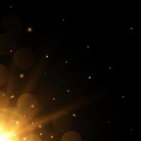 Sun flare with realistic light on black background vector