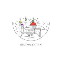 Eid Mubarak greeting card template premium vector