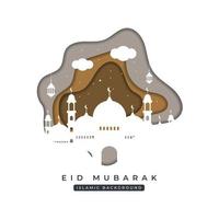 Eid Mubarak greeting card template premium vector