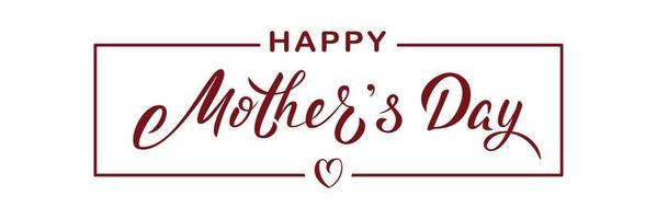 Happy Mother's day poster with handwritten lettering text and heart, isolated on transparent background. vector