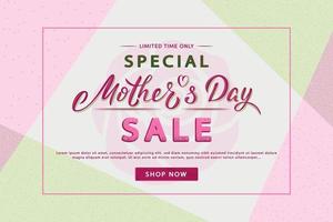 Mother's Day modern sale banner with lettering text. Trendy geometric background layout.