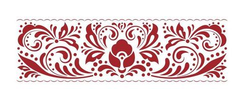 Vintage ornate seamless border pattern in russian traditional folk style. Swirl floral pattern design element set. Ornamental flourish border. Ethnic floral ornament.