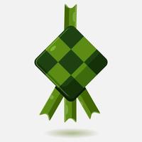 Green ketupat icon with modern flat style. Ketupat food. Ramadan food. vector