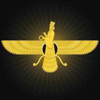 símbolo dorado del zoroastrismo vector