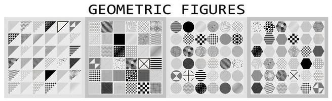 varias formas geométricas con diferentes patrones - vector