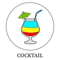 Abstract thin line cocktail icon isolated on white background - Vector