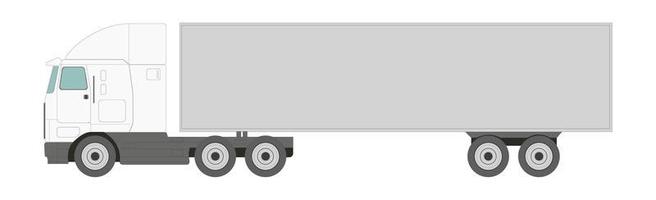 Big white truck with a trailer on a light background - Vector