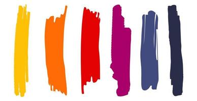 Set of different strokes of colored paint on a white background - Vector