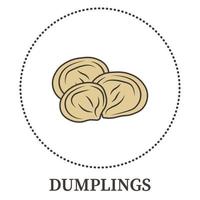 Abstract thin line dumpling icon isolated on white background - Vector