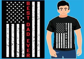 bandera americana con diseño de camiseta. camiseta genial de papá. camisa del día del padre. regalo del día del padre, regalo para papá. vector