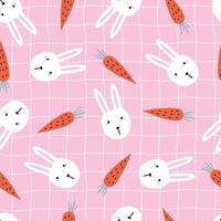 Rabbit and carrot on mesh background baby seamless pattern Use for prints, wallpapers, decorations, textiles, vector illustration