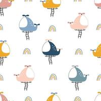 Nursery seamless pattern helicopter and rainbow Use for prints, wallpaper, textiles vector