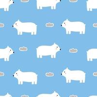 fondo de dibujos animados de patrones sin fisuras de bebé con osos polares y diseño dibujado a mano en la nube utilizado para el patrón de tela, textil, papel tapiz vector