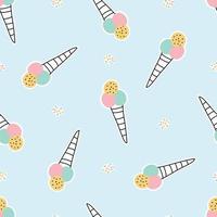 Baby seamless pattern ice cream cone hand draw design on blue background vector