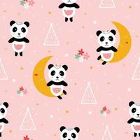 Seamless pattern. Cute panda animal backgrounds for background or gift wrap, children's clothing, textiles. vector
