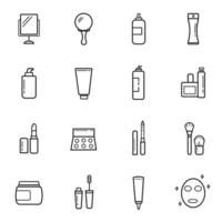 conjunto de iconos de arte de línea de cosméticos. ilustración aislada sobre fondo blanco para gráficos y diseño web. vector