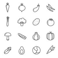 conjunto de iconos de frutas y verduras. ilustración aislada sobre fondo blanco para gráficos y diseño web vector