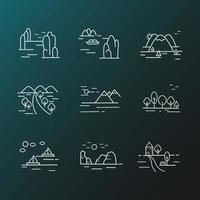 Nature Landscape Icons Set. Illustration isolated on  background for graphics and web design vector