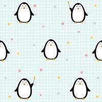 fondo de patrón de pingüino sin costuras con patrón cuadrado lindo concepto de diseño animal de dibujos animados utilizado para impresión, fondo, envoltura de regalo, ropa para niños, textil, ilustración vectorial vector