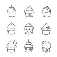 conjunto de iconos de vector de cupcake. ilustración aislada sobre fondo blanco para diseño gráfico y web.