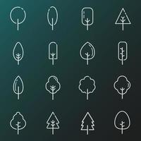 conjunto de iconos de línea de vector de árbol. ilustración aislada en el fondo para gráficos y diseño web