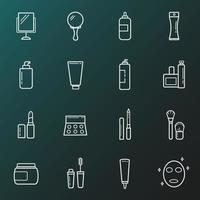 conjunto de iconos de arte de línea de cosméticos. ilustración aislada en segundo plano para gráficos y diseño web. vector