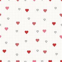 Seamless pattern. background with cute pink heart shape icon with geometric squares design concept used for printing background, gift wrapping, children's clothing, textile, vector illustration