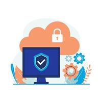 Cloud computing security service vector illustration. Flat design suitable for many purposes.