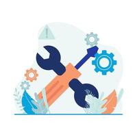 Maintenance vector illustration. Screwdriver and wrench icon. Flat design suitable for many purposes.