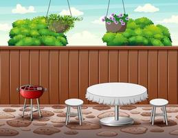 Barbecue party background in the backyard vector