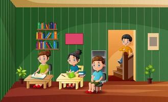 Cartoon the children learning in the class vector