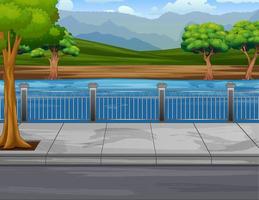 View of the highway by the river and trees vector