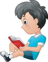 Cute boy sitting and reading a book vector