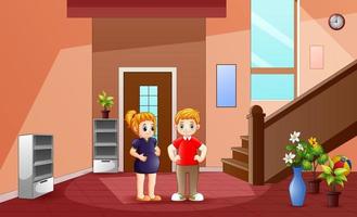 A young couple at the home illustration vector