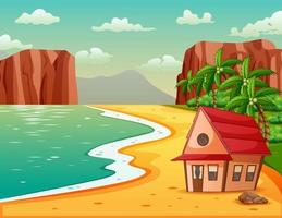 Background scene with house near a beach vector