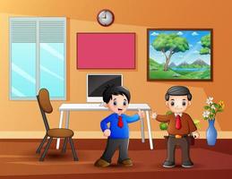 Two male employees in his office illustration vector