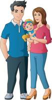 Happy male and female couples holding babies vector