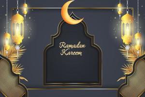 Ramadan Kareem Islamic grey and gold luxury vector