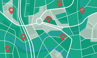 City map with navigation icons illustration vector