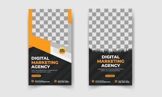 Digital marketing business social media story post template design vector